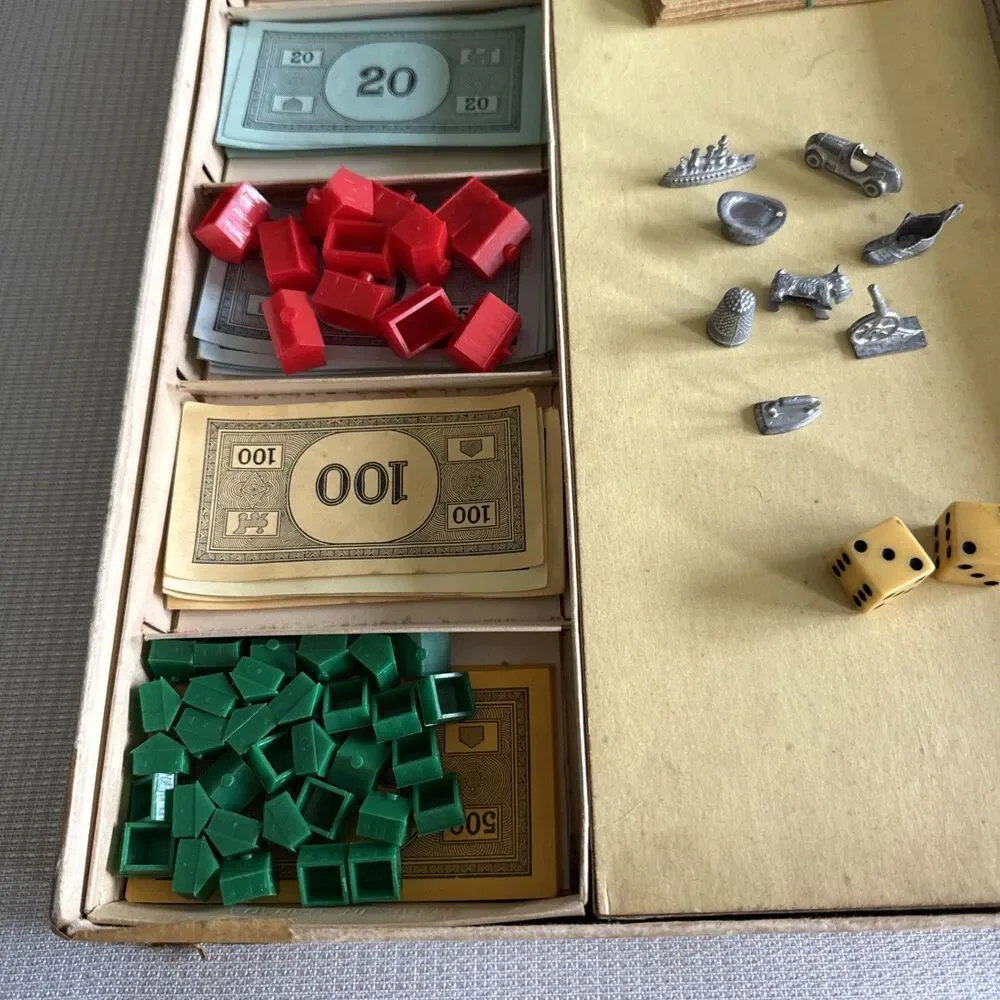 Vintage Monopoly 1954 Board Game Yellow Box - Complete!